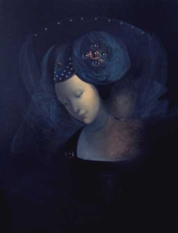 Ольга Акаси - Дама в Голубом. 2000 г. (57 х 78, холст, масло.) / "Dame In Blue", 2000, (57 x 78, oil on canvas)
