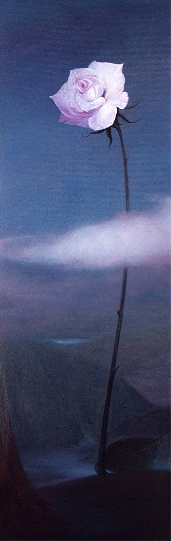 Ольга Акаси - Цветок с облаком. 2004 г. (15 х 48, холст, масло.) / "Flower with cloud", 2004, (15 x 48, oil on canvas)
